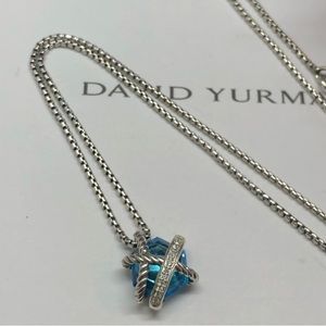 Cable wrapped hampton blue topaz David Yurman necklace.
